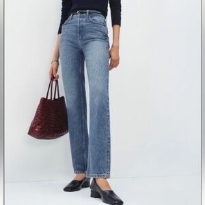 Reformation Cynthia High Rise Straight Cropped Jeans Blue Colorado  - Size 23